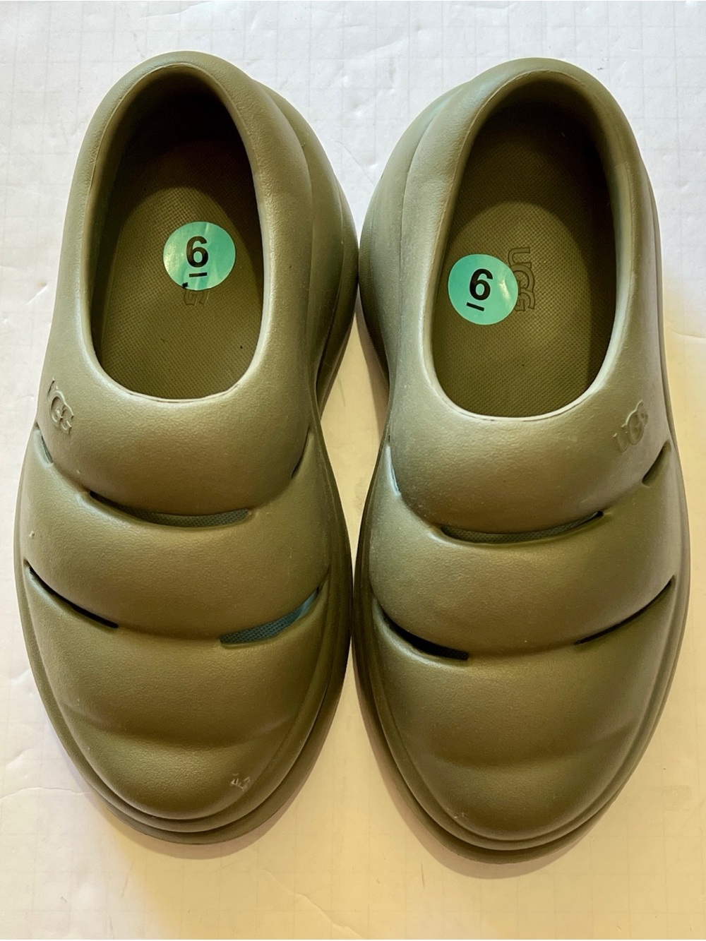 UGG Sport Yeah platform clogs slip ons in moss green US Women's 6